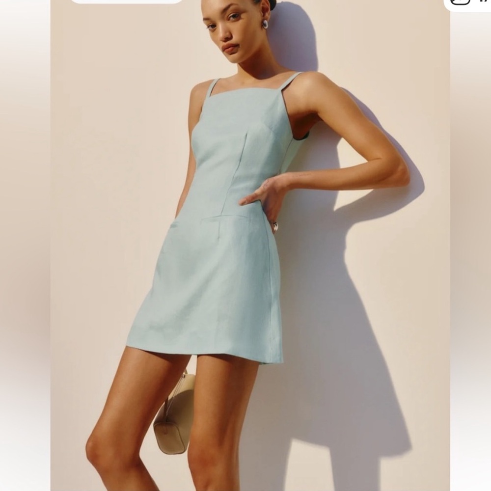 Reformation Phillipa Linen Dress in Aquamarine Size 2